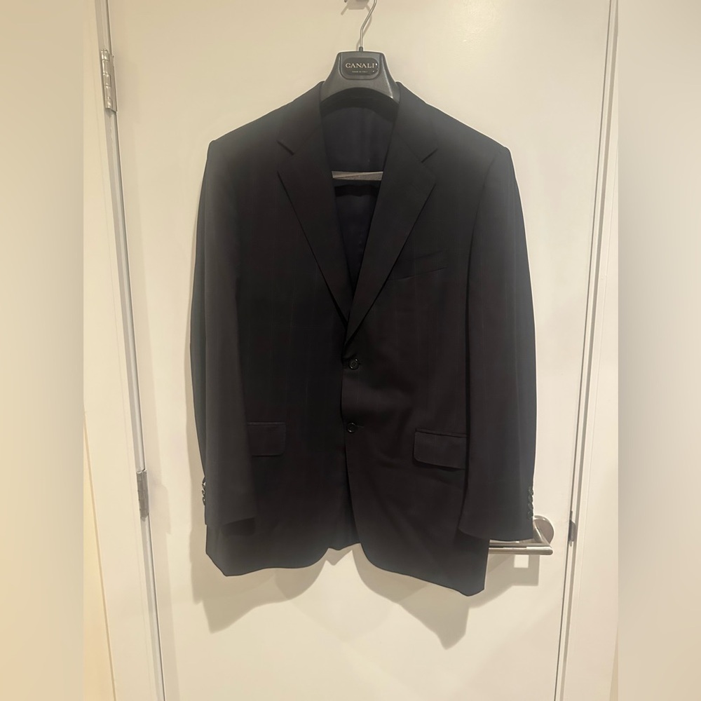 Canali Men's Black and White Blazer Size 52
